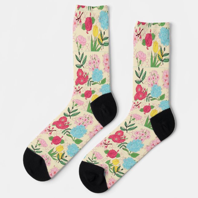 CHAUSSETTE MODÈLE FLORAL (Gauche)