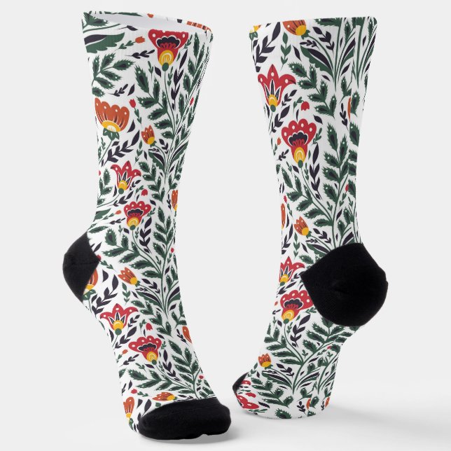 Chaussette Modèle floral art populaire (Angulaire)