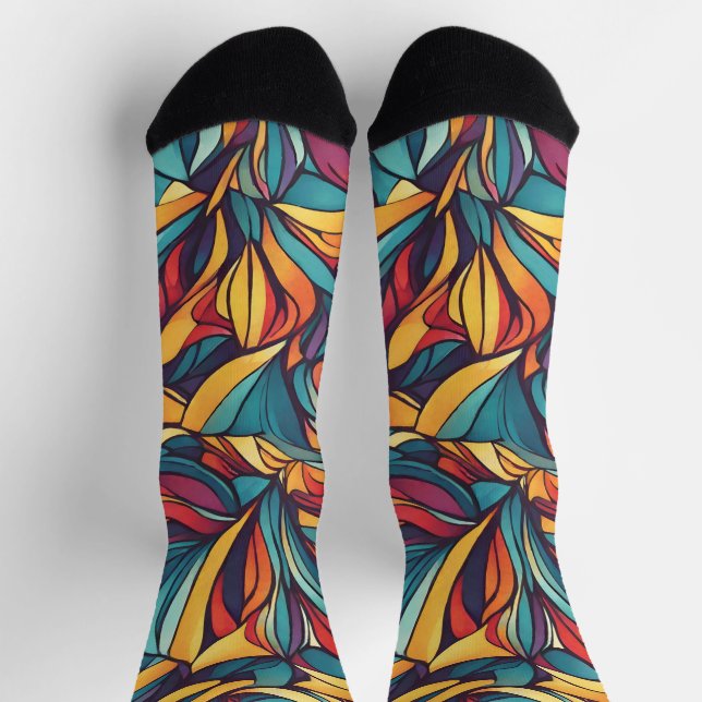 Chaussette Modèle floral coloré (Haut)