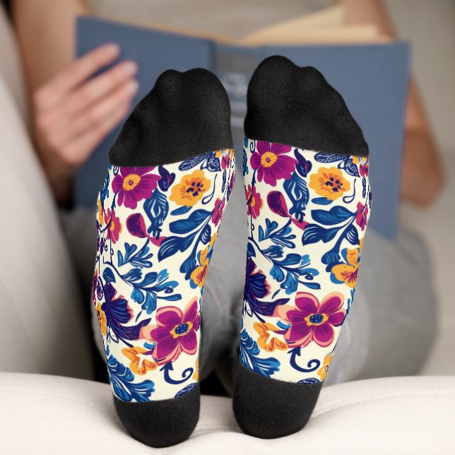 Chaussette Modèle floral coloré (Fond)