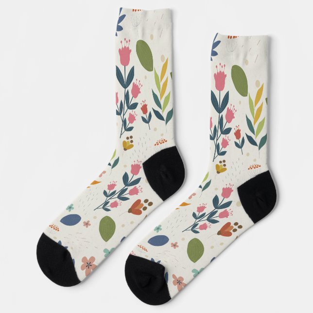 Chaussette Modèle floral minimaliste (Gauche)