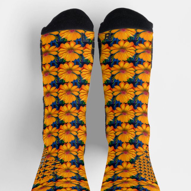 Chaussette Modèle floral rose saumon (Haut)