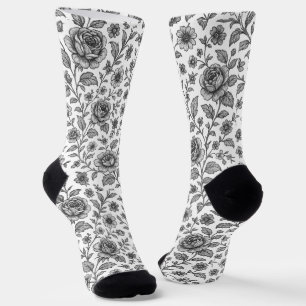 Chaussette Modèle Floral Rose vintage