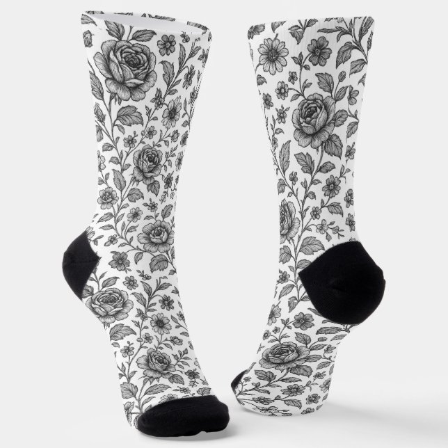 Chaussette Modèle Floral Rose vintage (Angulaire)