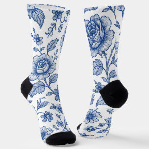 Chaussette Modèle Floral Royal Bleu Rose