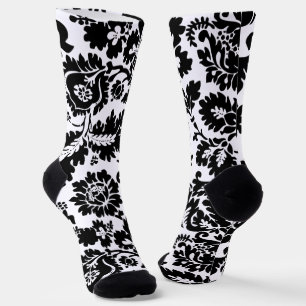 Chaussette Modèle floral vénitien noir et blanc de William Mo