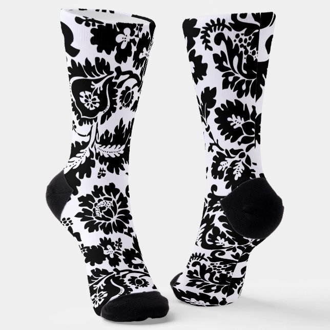 Chaussette Modèle floral vénitien noir et blanc de William Mo (Angulaire)