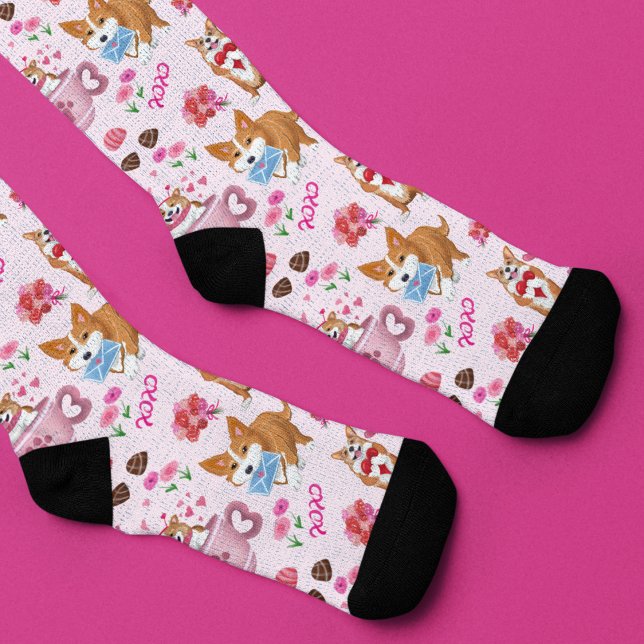 Chaussette Modèle Joyeuse Saint-Valentin Corgi  (Créateur téléchargé)