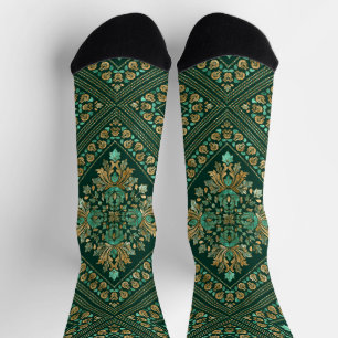 Chaussette Modèle Vintage oriental Damask - Vert et or