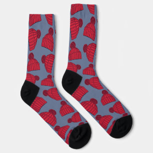 Chaussette Modèles de Bonnets à Pompon Rouge et Bleu Originau