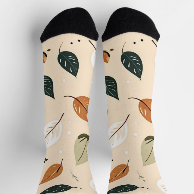 Chaussette Modern Abstract Fall Leaves Pattern Socks (Haut)