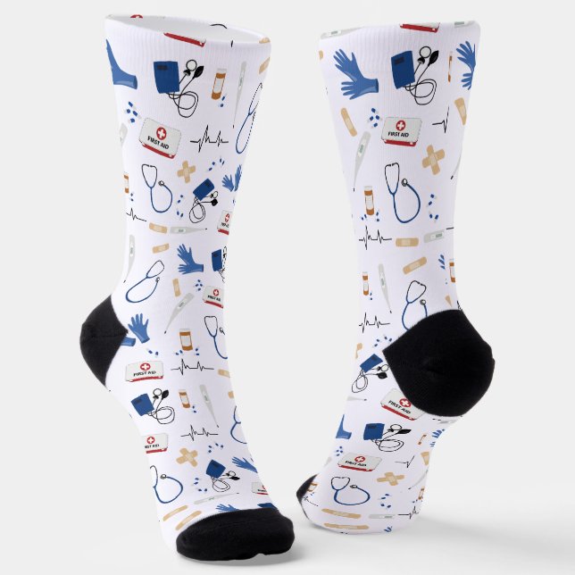 Chaussette Modern Medical Doctor Nurse Pattern (Angulaire)