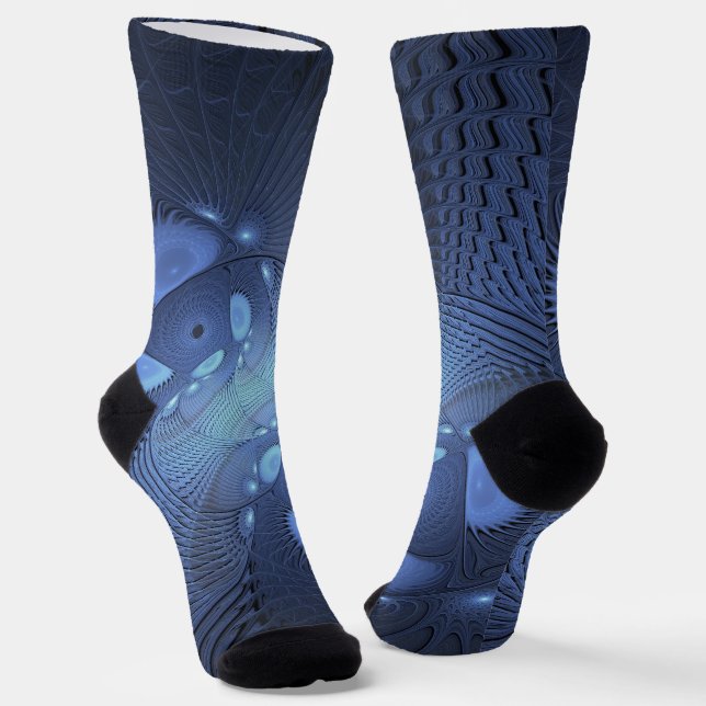 Chaussette Moderne Abstrait tendance Dusk Blue Fractal Art (Angulaire)