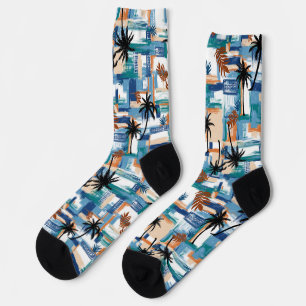 Chaussette Moderne Cute Tropical Checked Motif Bleu