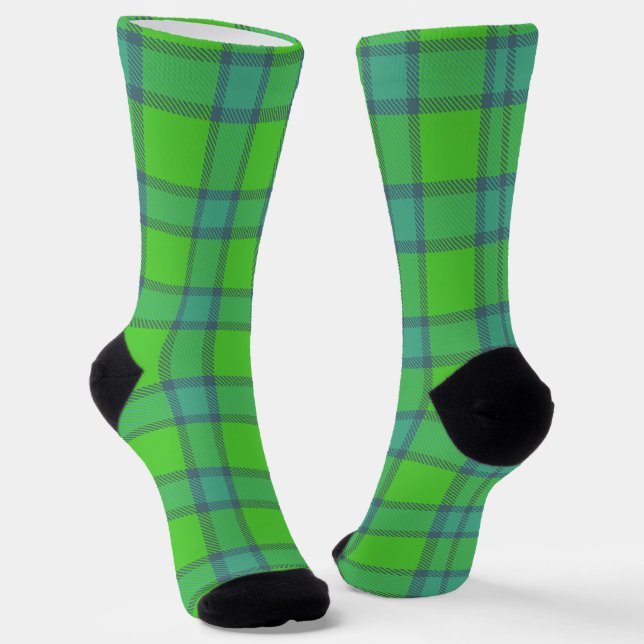 Chaussette Moderne écossais vert et bleu taran élégant (Angulaire)