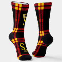 Moderne Gras, noir, rouge, monogramme jaune plaid