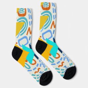 Chaussette Moderne milieu du siècle abstrait motif bleu mou