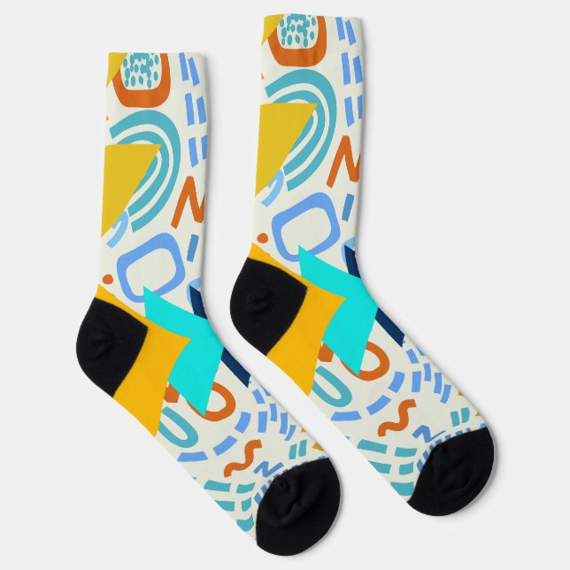 Chaussette Moderne milieu du siècle abstrait motif bleu mou (Droite)