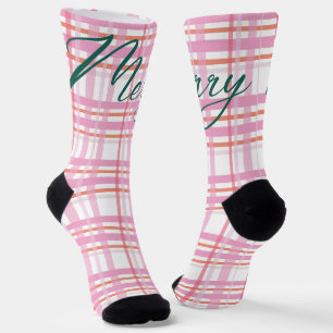 Chaussette Moderne Noël en sucre d'orge à carreaux Fête