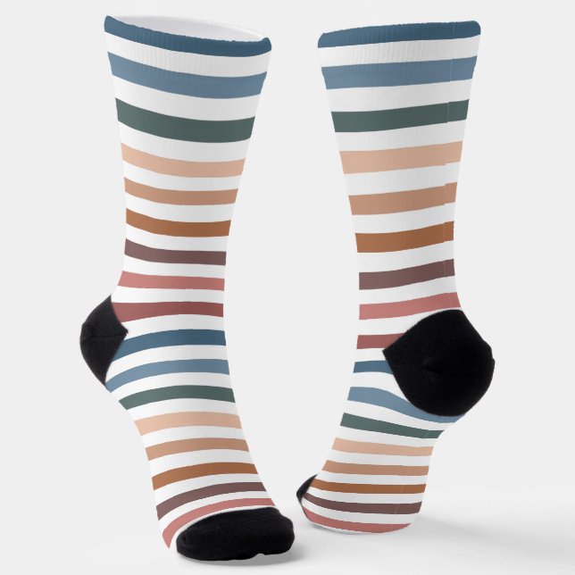 Chaussette Moderne rayures Boho tons Terre (Angulaire)