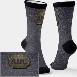 Chaussette Modifier les initiales, insigne en cuir look cuir