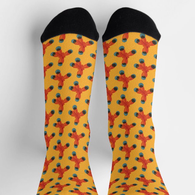 Chaussette Molécules En Orange Jaune - Chimie Organique (Haut)