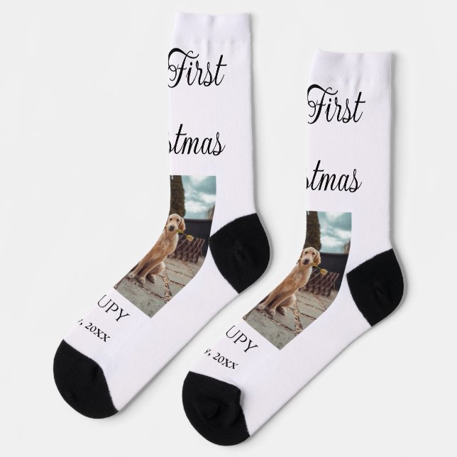 Chaussette Mon premier Noël ajouter nom animal chien chat ann (Gauche)