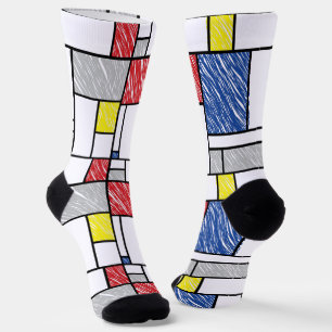 Chaussette Mondrian Gribouillages Minimaliste Art Moderne De 
