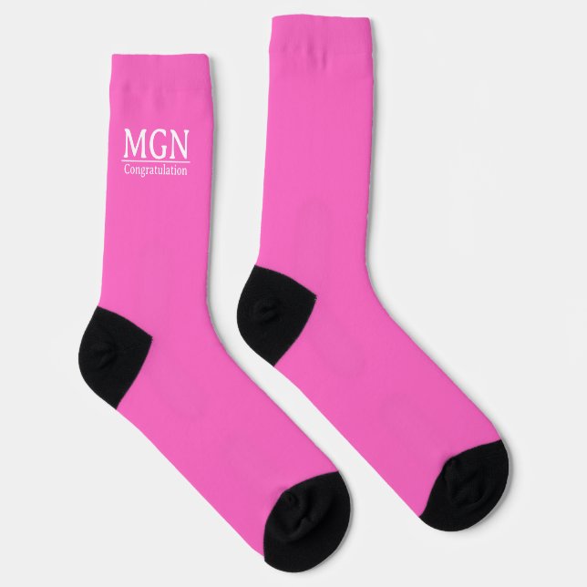 Chaussette Monogram Cute rose vif Bloc de couleur Graduation (Droite)