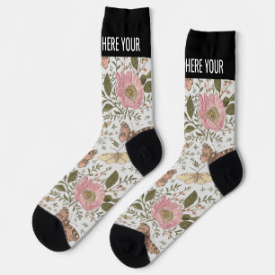 Chaussette Monogramme botanique Fleur sauvage moderne et tend