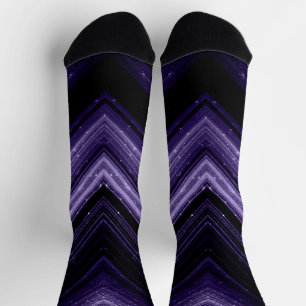 Chaussette Monogramme chevron noir néon métallisé violet scin