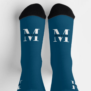 Chaussette Monogramme classique moderne bleu et blanc
