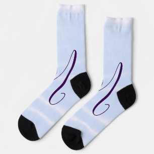 Chaussette Monogramme de nom en aquarelle pastel violet rétro