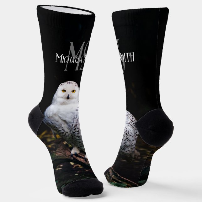 Chaussette Monogramme de nom personnalisé de majestueuse chou (Angulaire)