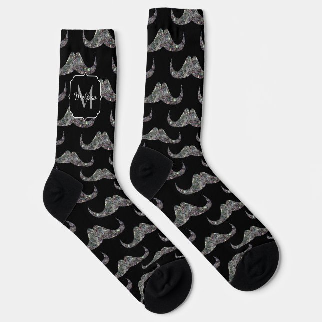 Chaussette Monogramme de parties scintillant de moustache en  (Droite)
