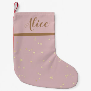 Chaussette monogramme en faux feuilleté or étoiles
