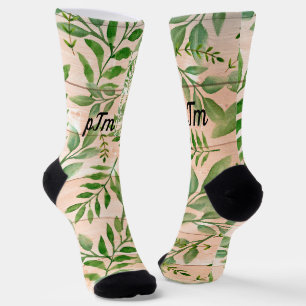 Chaussette Monogramme Faux Tan Wood avec équipage Abstrait de