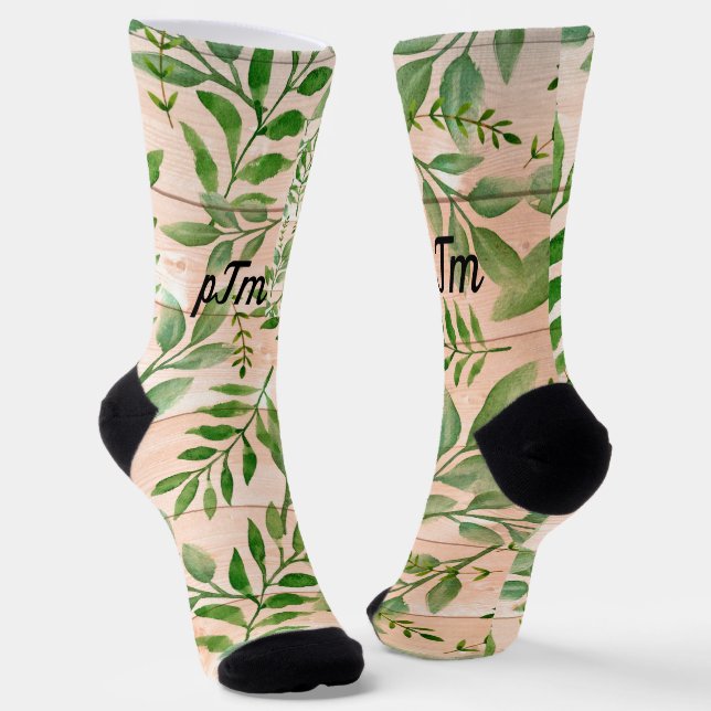 Chaussette Monogramme Faux Tan Wood avec équipage Abstrait de (Angulaire)
