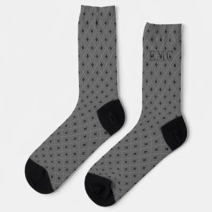 Chaussette Monogramme Fleurs de Diamant Noir et Gris