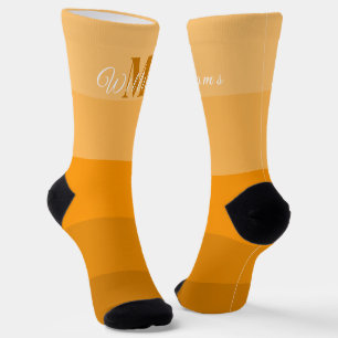Chaussette Monogramme initial customisé pour orange ColorBloc