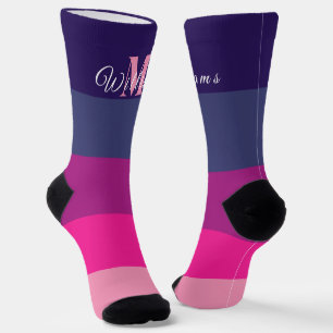 Chaussette Monogramme Initiales customisé Pour CouleurBloc De