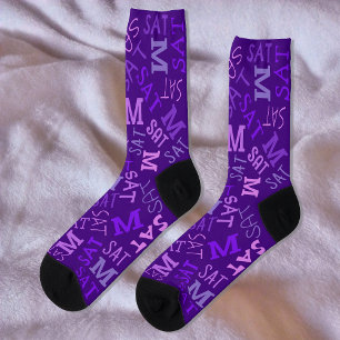 Chaussette Monogramme Jour De La Semaine Royal Purple Samedi