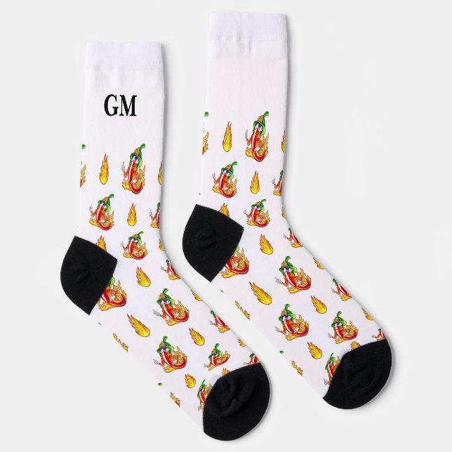 Chaussette Monogramme Personnalisé De Pompier Pep Et Flames (Droite)