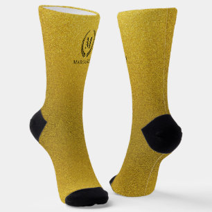 Chaussette Monogramme personnalisé doré noir et paillettes do