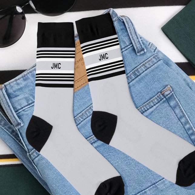 Chaussette Monogramme Sports Gris noir (Créateur téléchargé)