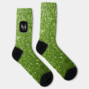 Chaussette Monogramme vert clair fausse parties scintillant s