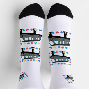 Chaussette Monorail autisme puzzle pièces train