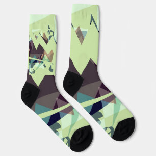 Chaussette Montagnes géométriques vertes, violettes et bleues