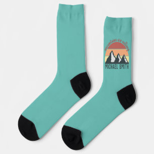 Chaussette Montagnes pastel vintage appellent monogramme ciel