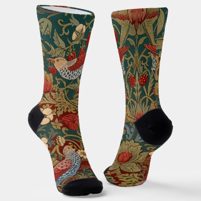 Chaussette Morris Voleur de Fraises Vert Turquoise Rouge Art  (Angulaire)